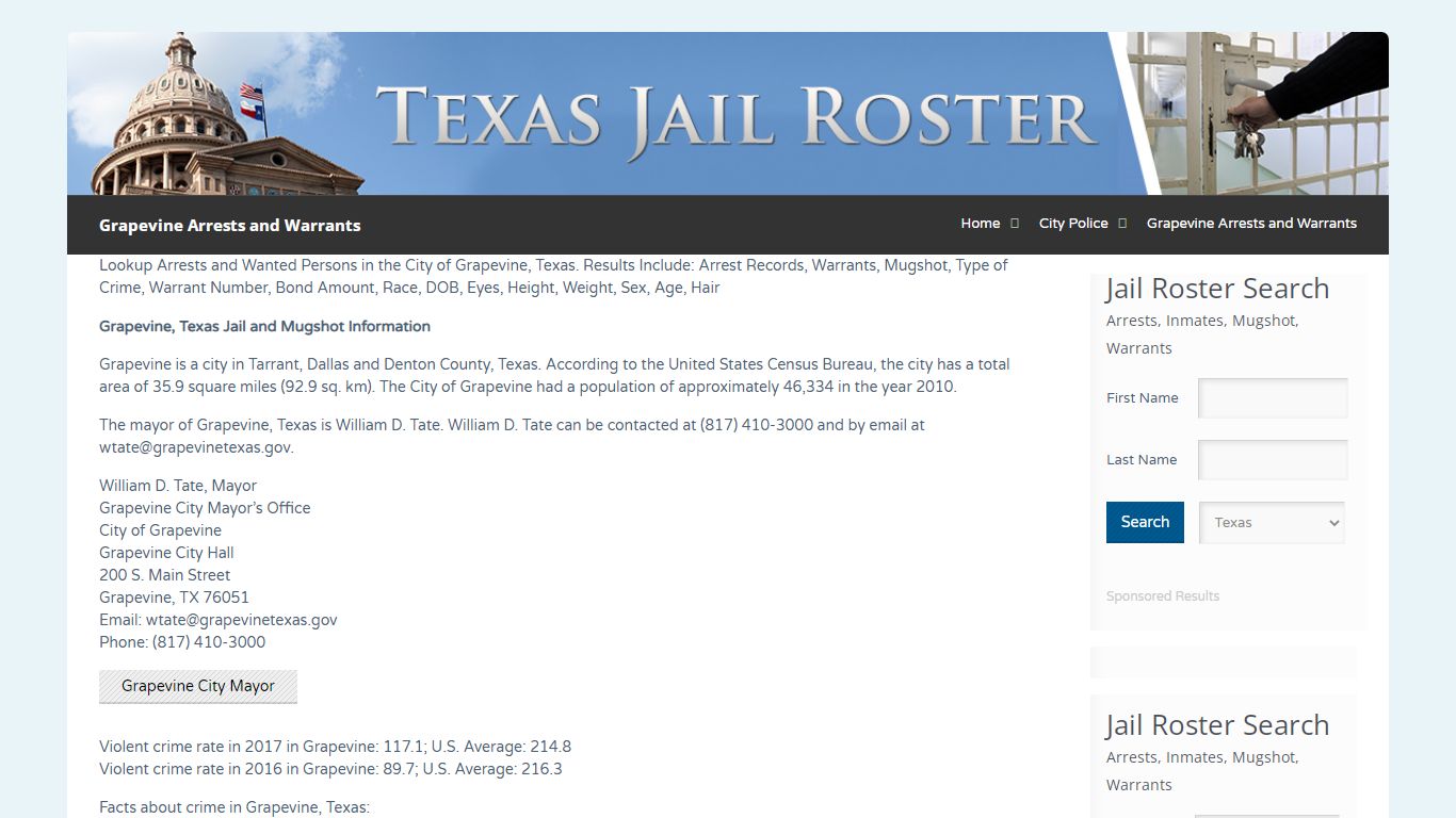 Grapevine Arrests and Warrants | Jail Roster Search